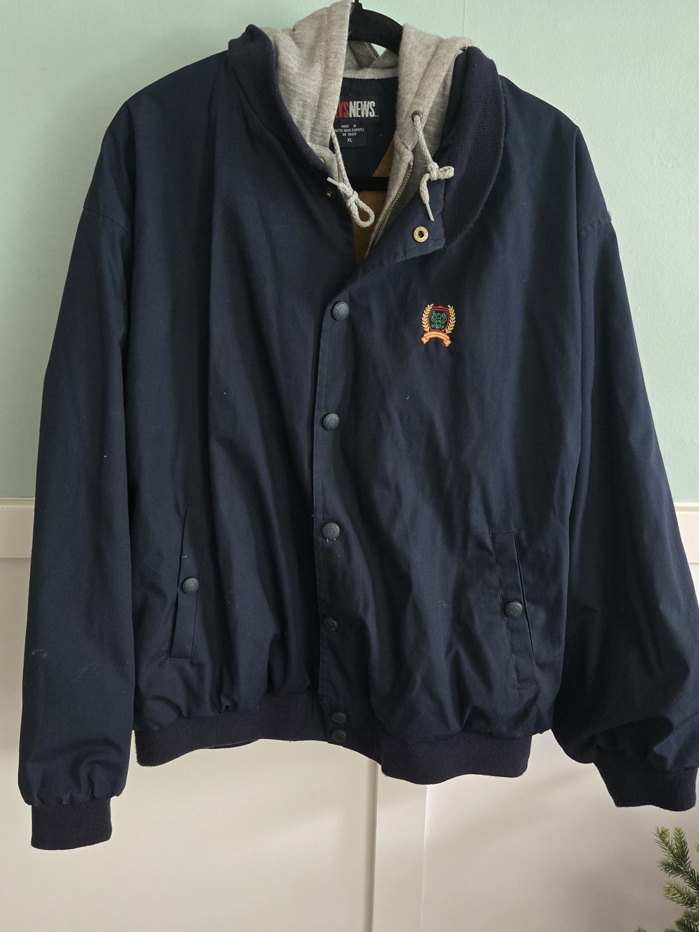 Vintage 90s Windbreaker Todays News  90s Blue Yellow Layered Bomber Jacket Retro